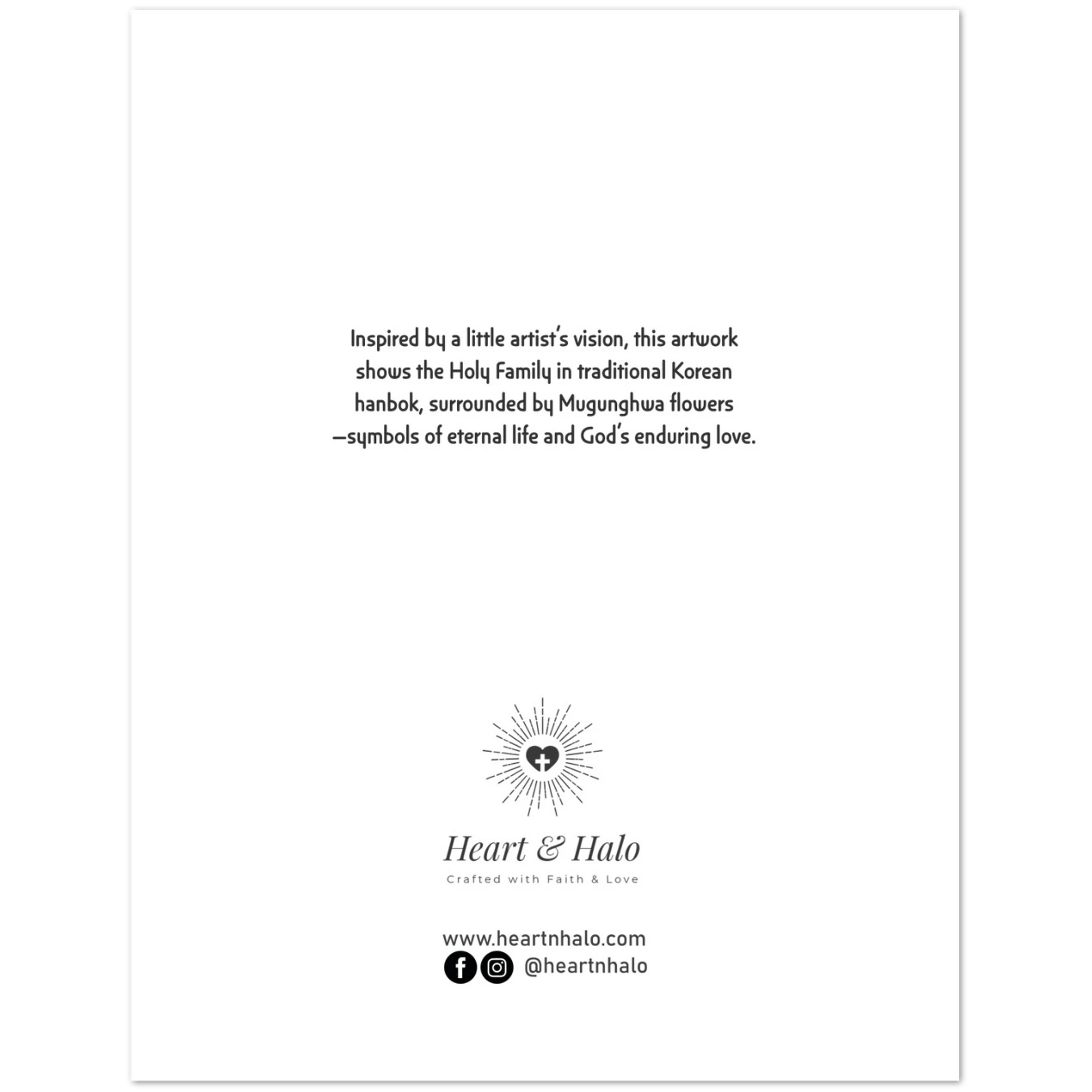 Holy Family Korean Hanbok Christmas Cards – Cultural Folded Greeting Card Pack of 10 - Heart & Halo
