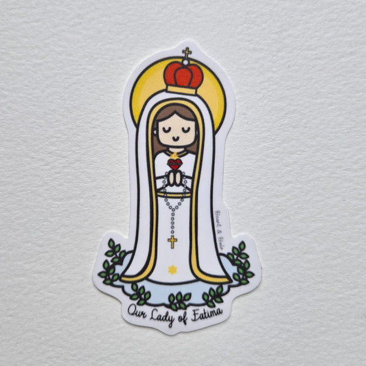 Our Lady of Fatima 3" Waterproof Sticker - Heart & Halo