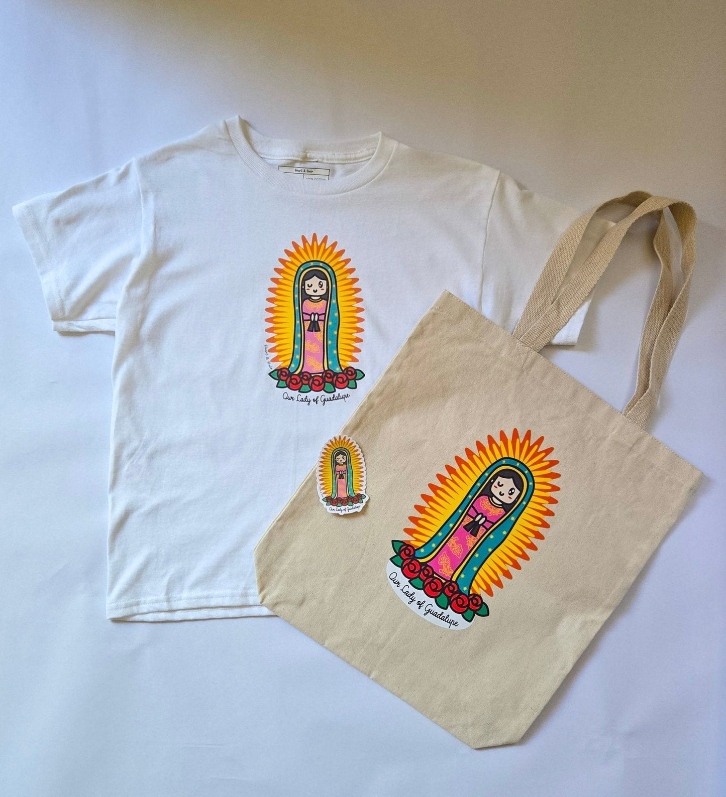 Our Lady of Guadalupe | Adult Cotton Crewneck T-Shirt | 20% Donation - Heart & Halo