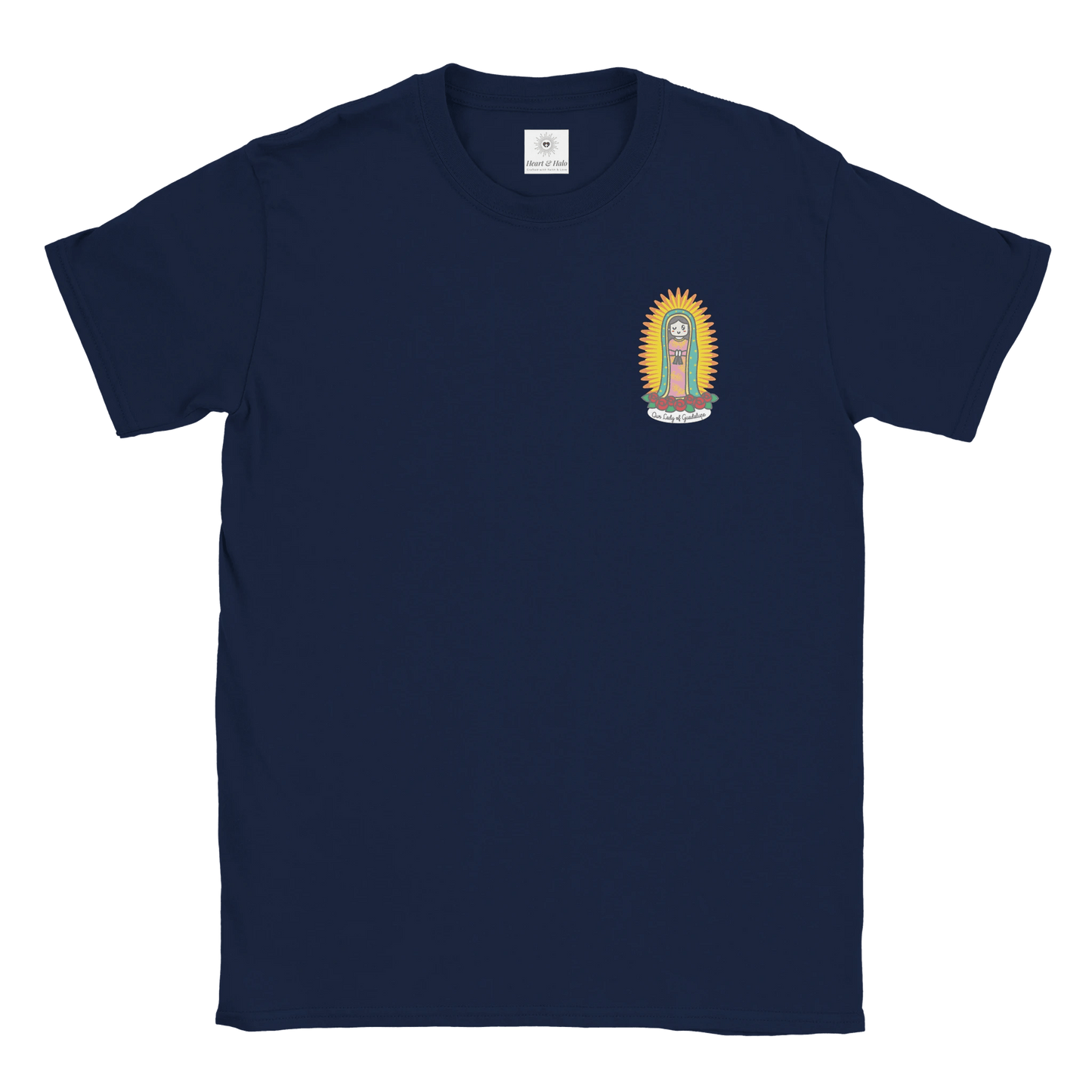 Our Lady of Guadalupe | Adult Cotton Crewneck T-Shirt | 20% Donation - Heart & Halo