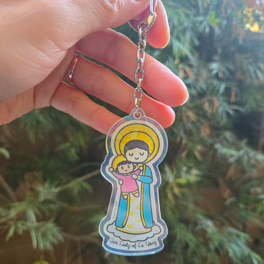 Our Lady of La Vang Acrylic Keychain | Catholic Charm - Heart & Halo
