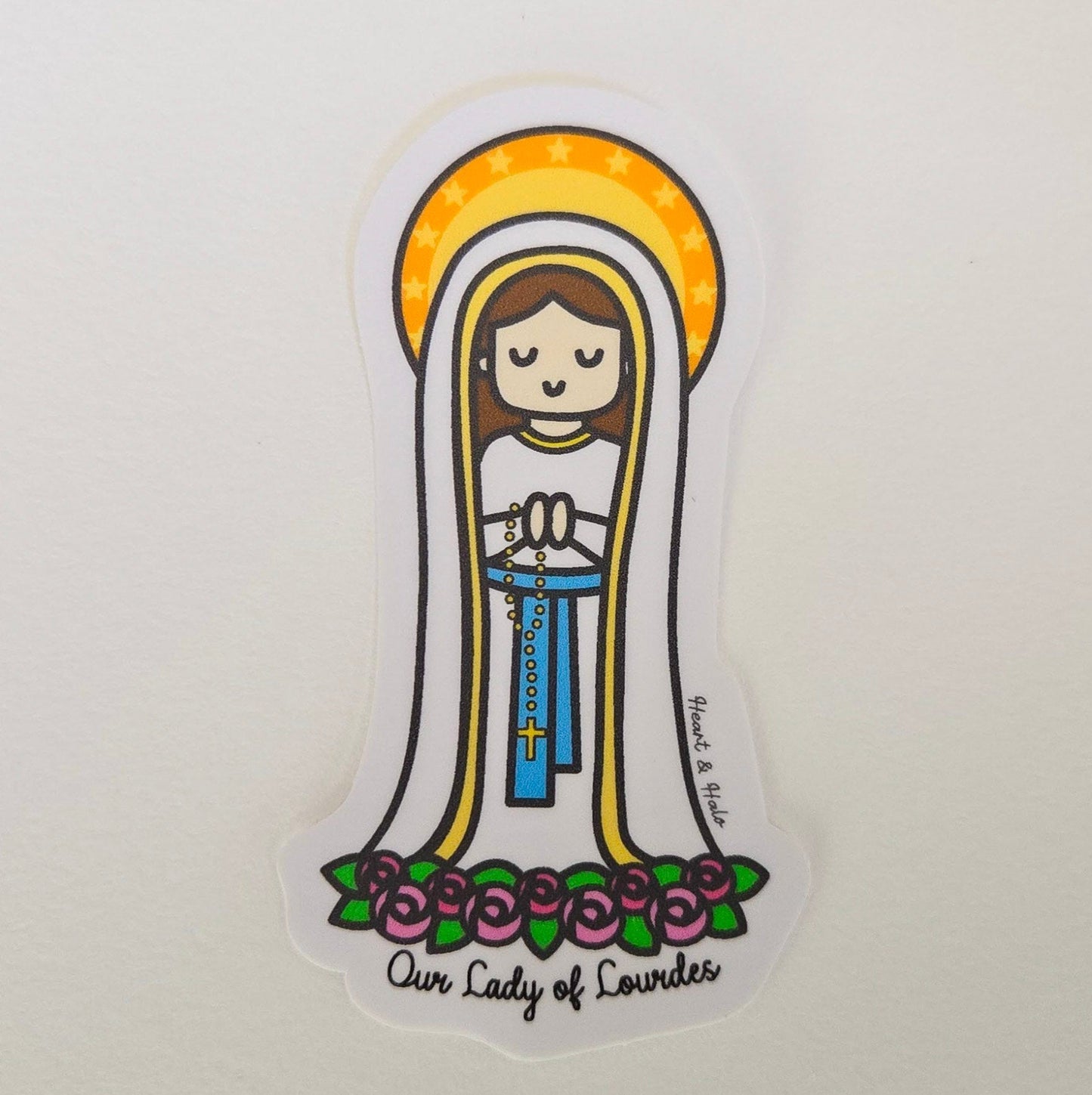 Our Lady of Lourdes Cute Mini Tote Bag - Heart & Halo