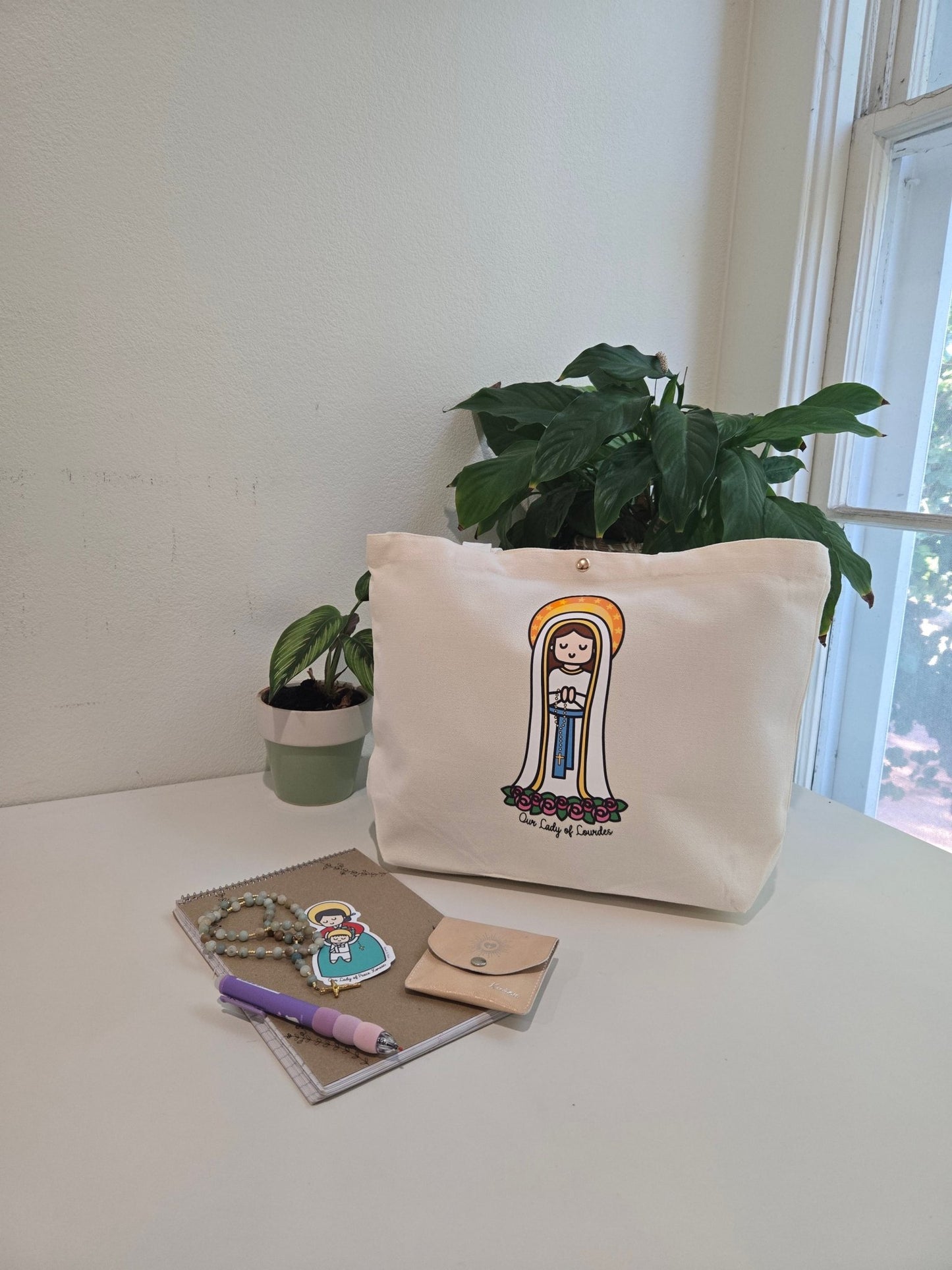 Our Lady of Lourdes Medium Tote Bag - Heart & Halo
