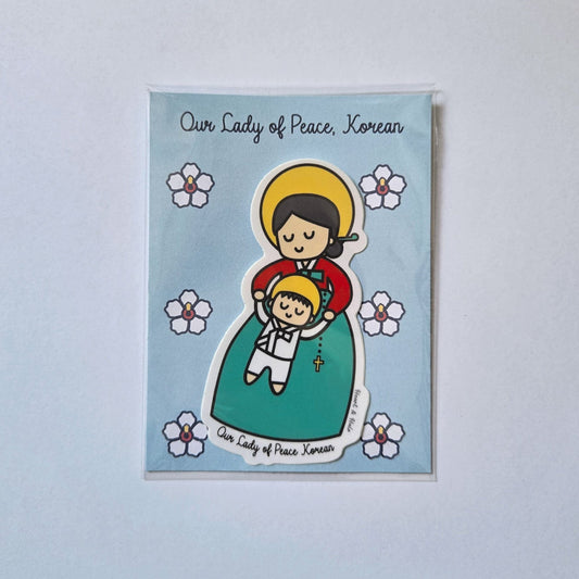 Our Lady of Peace Korean 4" Waterproof Sticker - Heart & Halo