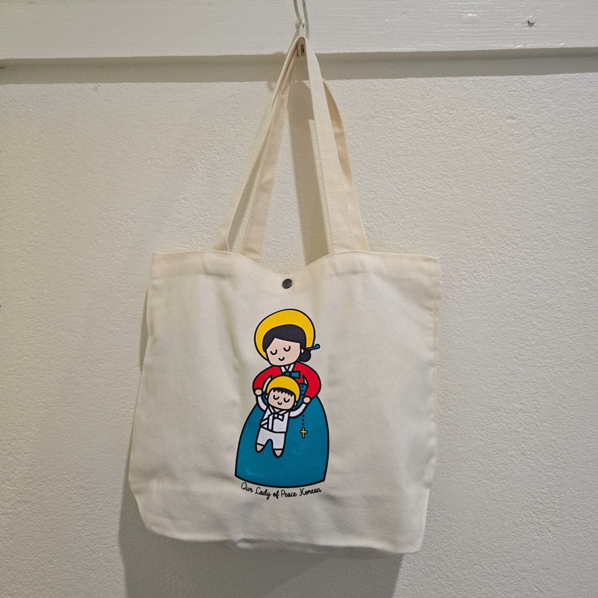 Our Lady of Peace Korean Medium Tote Bag - Heart & Halo