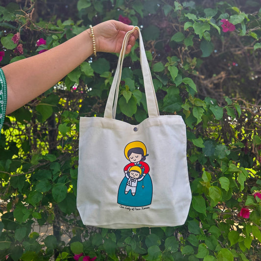 Our Lady of Peace Korean Medium Tote Bag - Heart & Halo