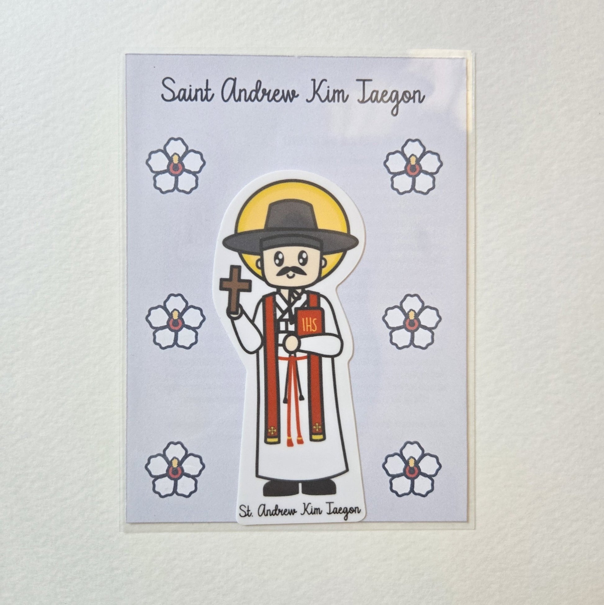 Saint Andrew Kim Taegon 3.75" Waterproof Sticker - Heart & Halo