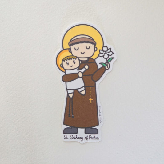Saint Anthony of Padua Waterproof Sticker - Heart & Halo
