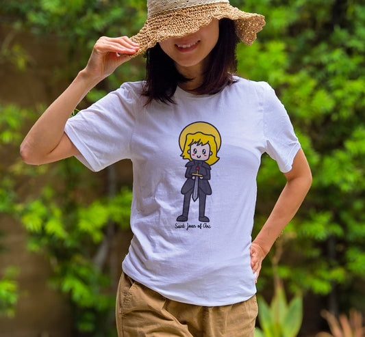 Saint Joan of Arc Adult Cotton Crewneck T-Shirt | 20% Donation - Heart & Halo