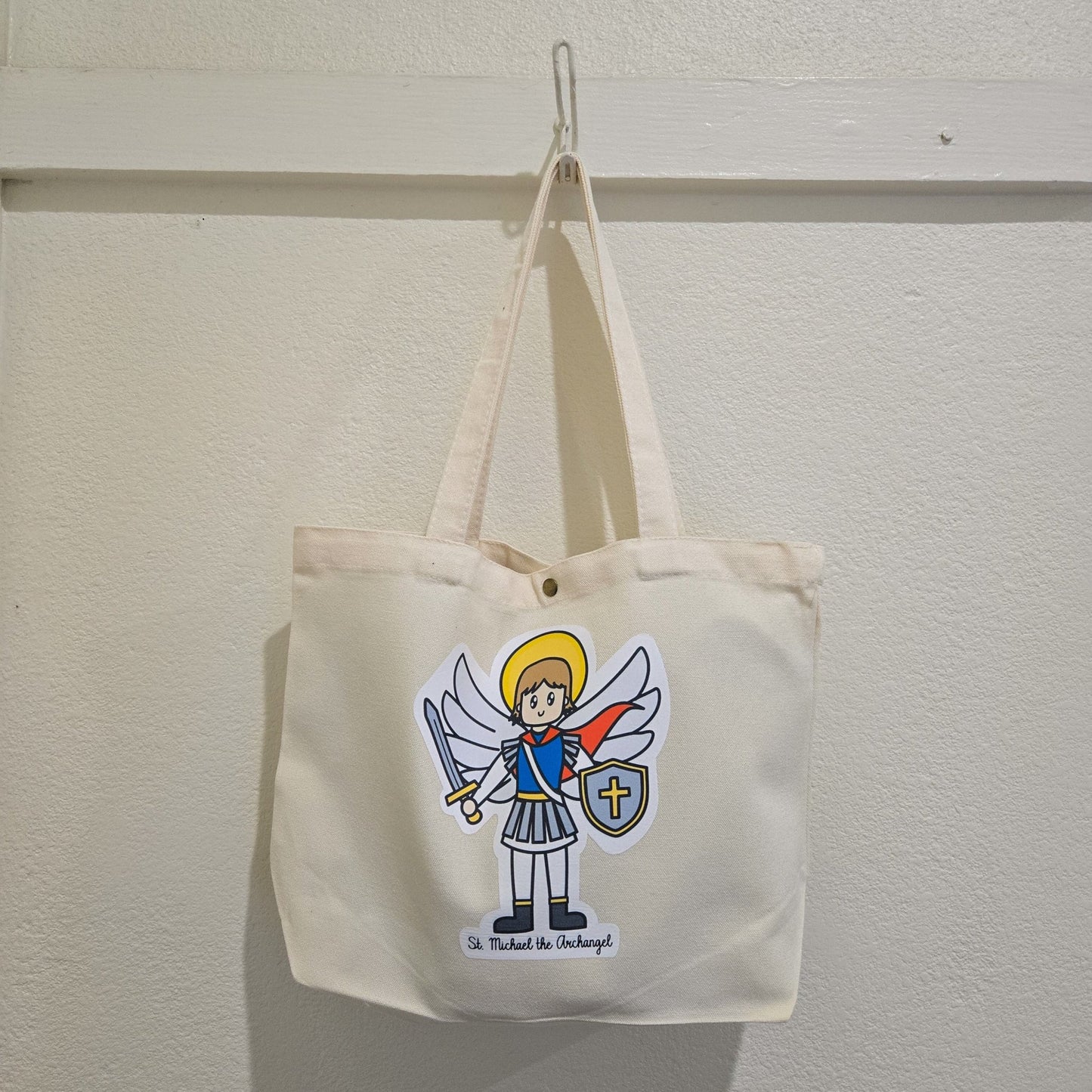 Saint Michael the Archangel Medium Tote Bag - Heart & Halo