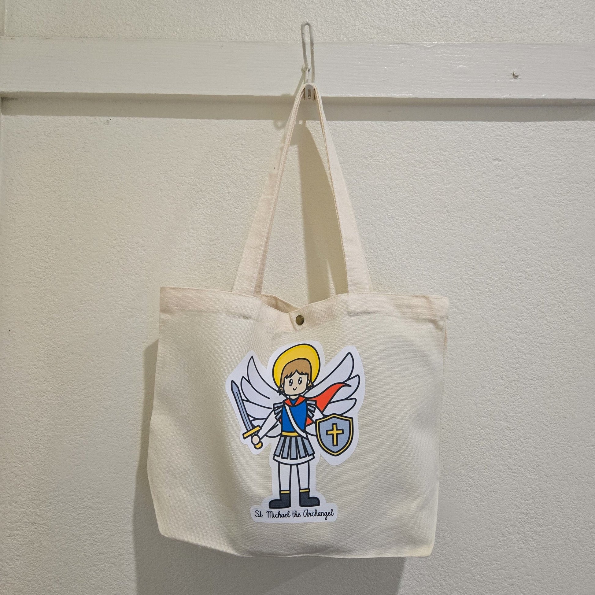 Saint Michael the Archangel Medium Tote Bag - Heart & Halo