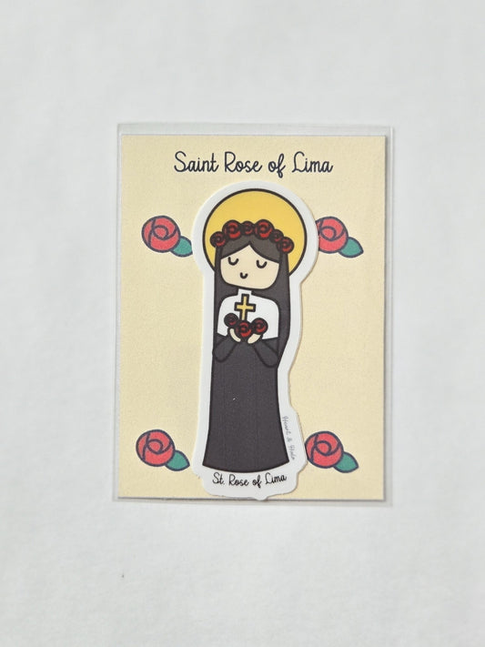 Saint Rose of Lima 3" Sticker - Heart & Halo