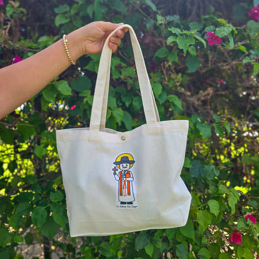 Special Edition St. Andrew Kim Taegon & St. John the Baptist Nam Jongsam Medium Tote Bag - Heart & Halo