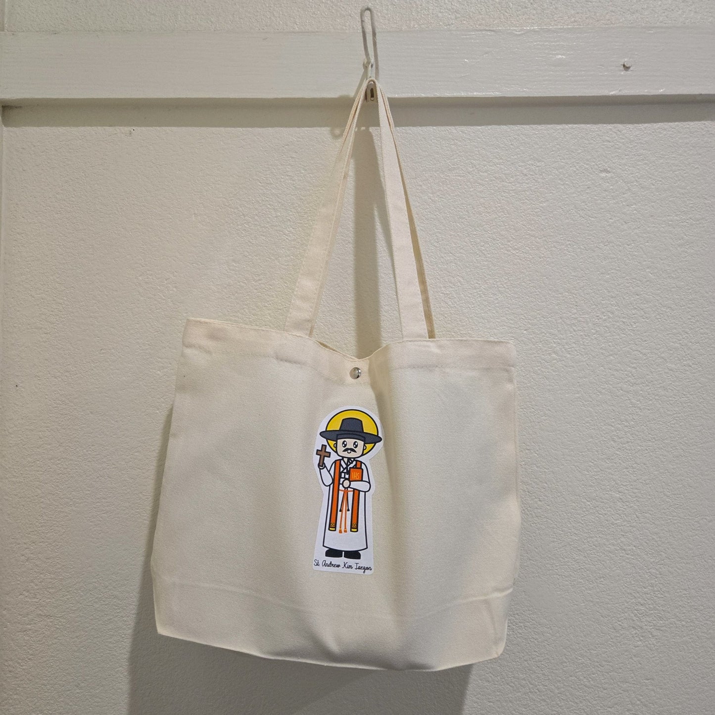 Special Edition St. Andrew Kim Taegon & St. John the Baptist Nam Jongsam Medium Tote Bag - Heart & Halo