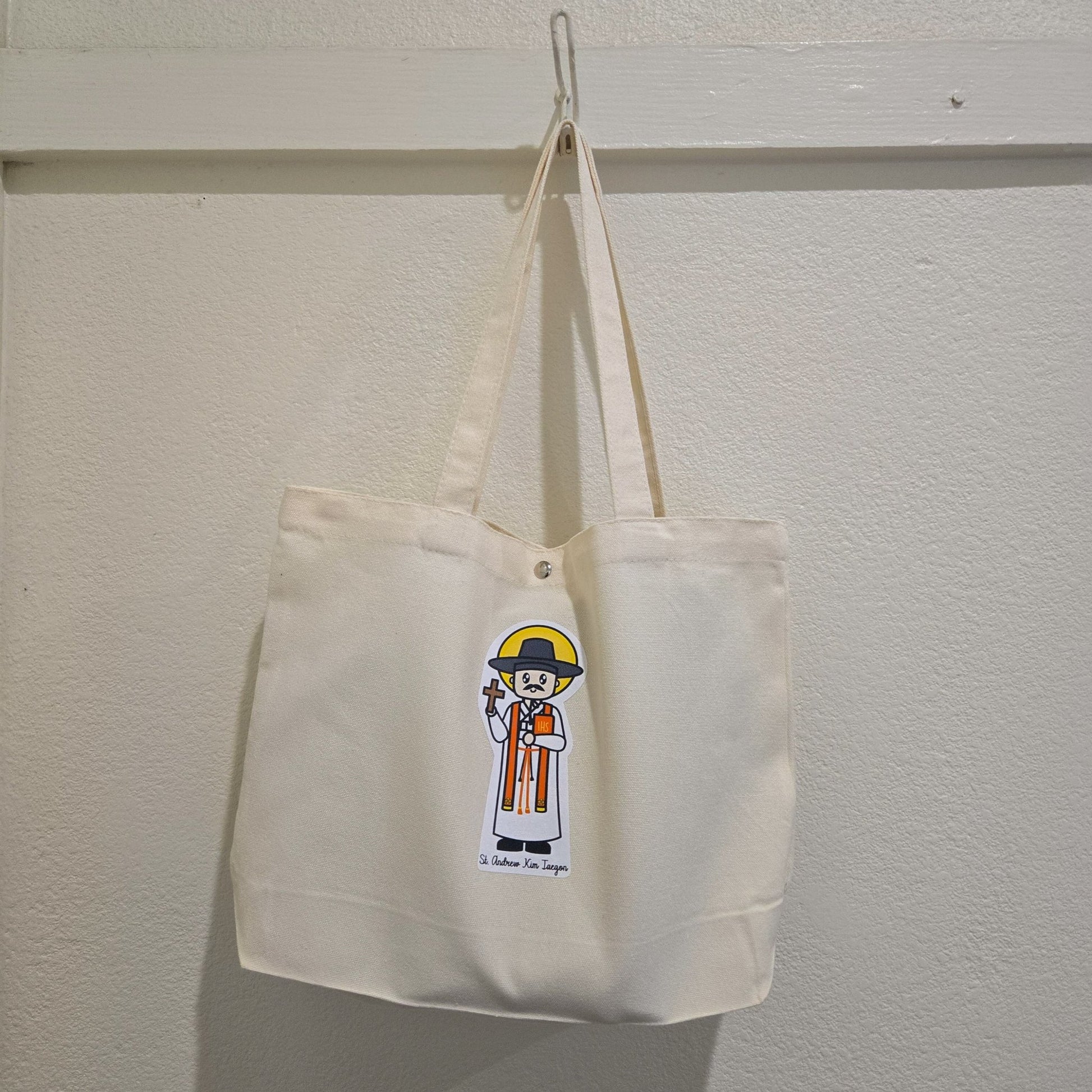 Special Edition St. Andrew Kim Taegon & St. John the Baptist Nam Jongsam Medium Tote Bag - Heart & Halo