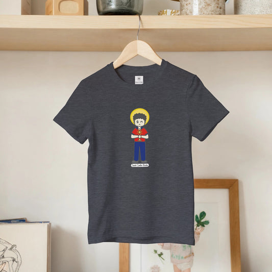 St Carlo Acutis Kids Cotton T-Shirt - Heart & Halo