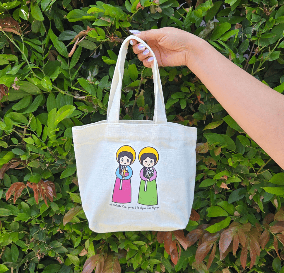 St Columba Kim Hyo - im & St Agnes Kim Hyo - ju Mini Tote Bag - Heart & Halo