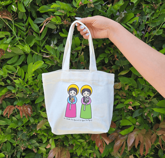 St Columba Kim Hyo - im & St Agnes Kim Hyo - ju Mini Tote Bag - Heart & Halo