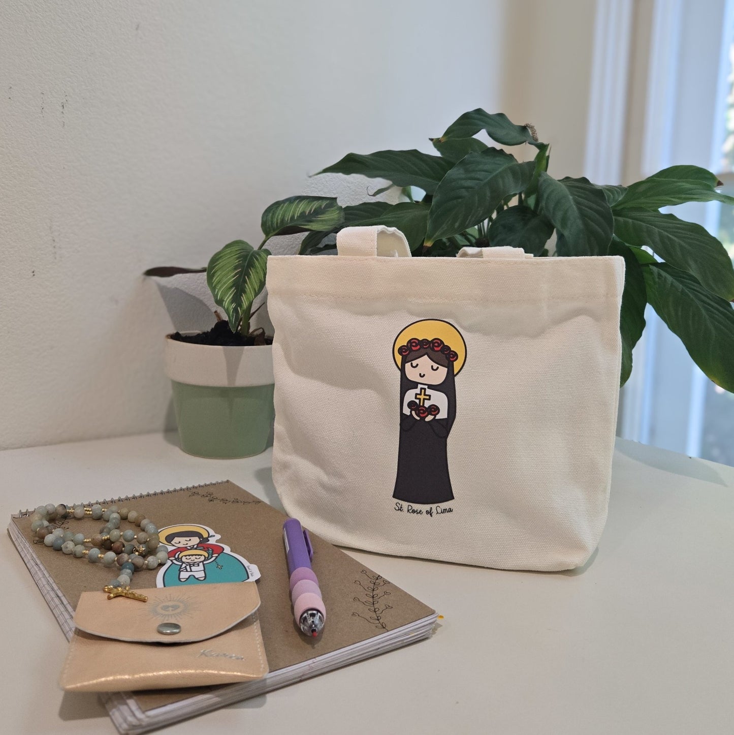 St. Rose of Lima Mini Tote Bag - Heart & Halo