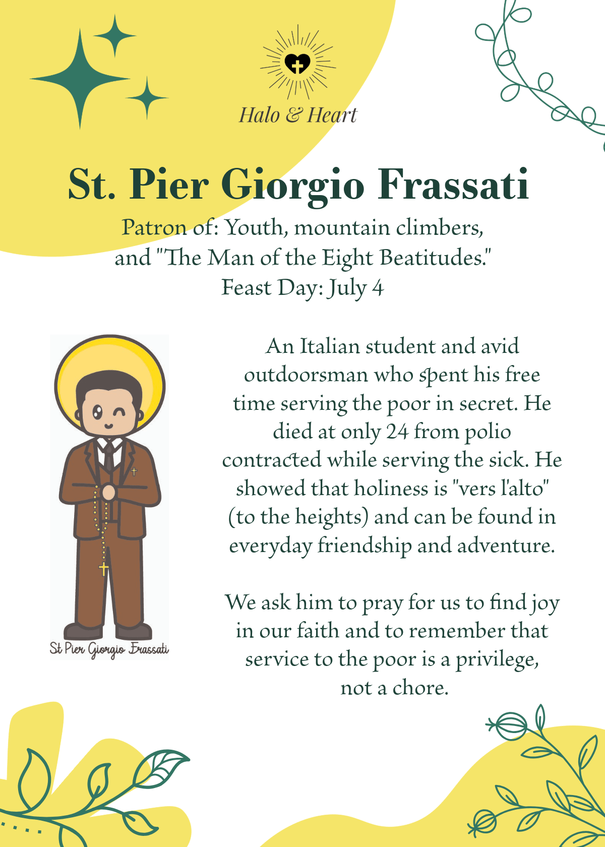 12 Months of Saints Mystery Bag - Catholic Gifts for Kids & Baptism - Handcrafted Wood Charm - Heart & Halo