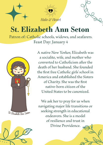 12 Months of Saints Mystery Bag - Catholic Gifts for Kids & Baptism - Handcrafted Wood Charm - Heart & Halo