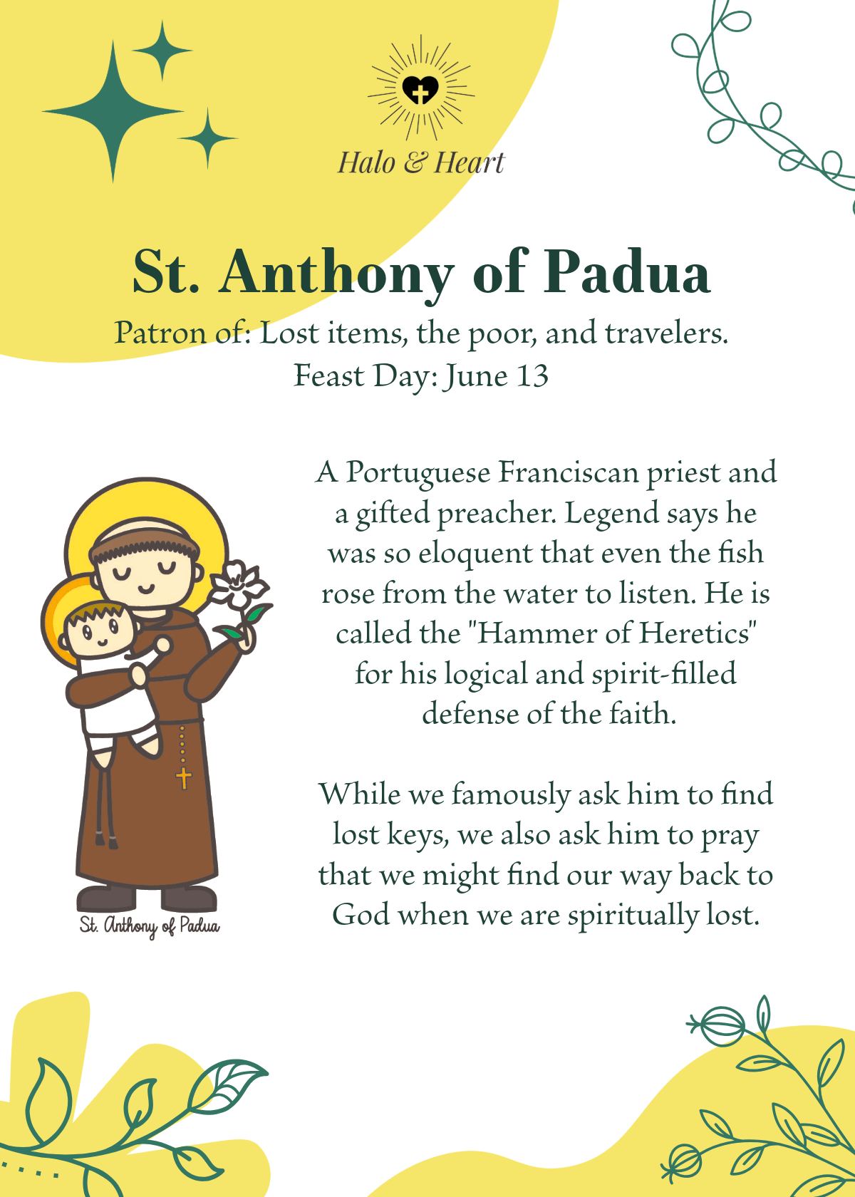 12 Months of Saints Mystery Bag - Catholic Gifts for Kids & Baptism - Handcrafted Wood Charm - Heart & Halo