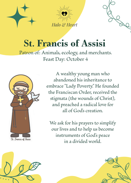 12 Months of Saints Mystery Bag - Catholic Gifts for Kids & Baptism - Handcrafted Wood Charm - Heart & Halo