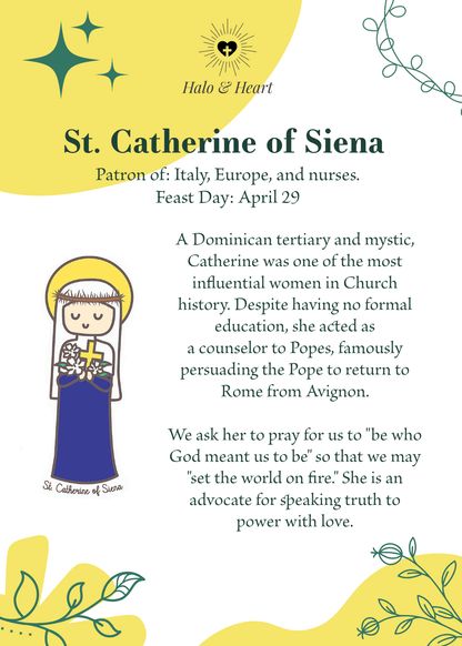 12 Months of Saints Mystery Bag - Catholic Gifts for Kids & Baptism - Handcrafted Wood Charm - Heart & Halo