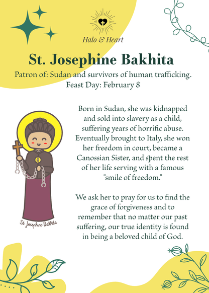 12 Months of Saints Mystery Bag - Catholic Gifts for Kids & Baptism - Handcrafted Wood Charm - Heart & Halo