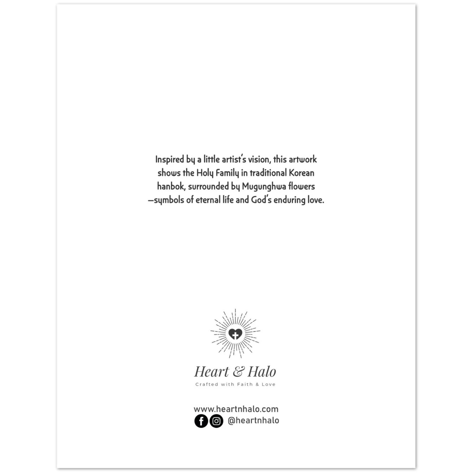 Holy Family Korean Hanbok Christmas Cards – Cultural Folded Greeting Card Pack of 10 - Heart & Halo