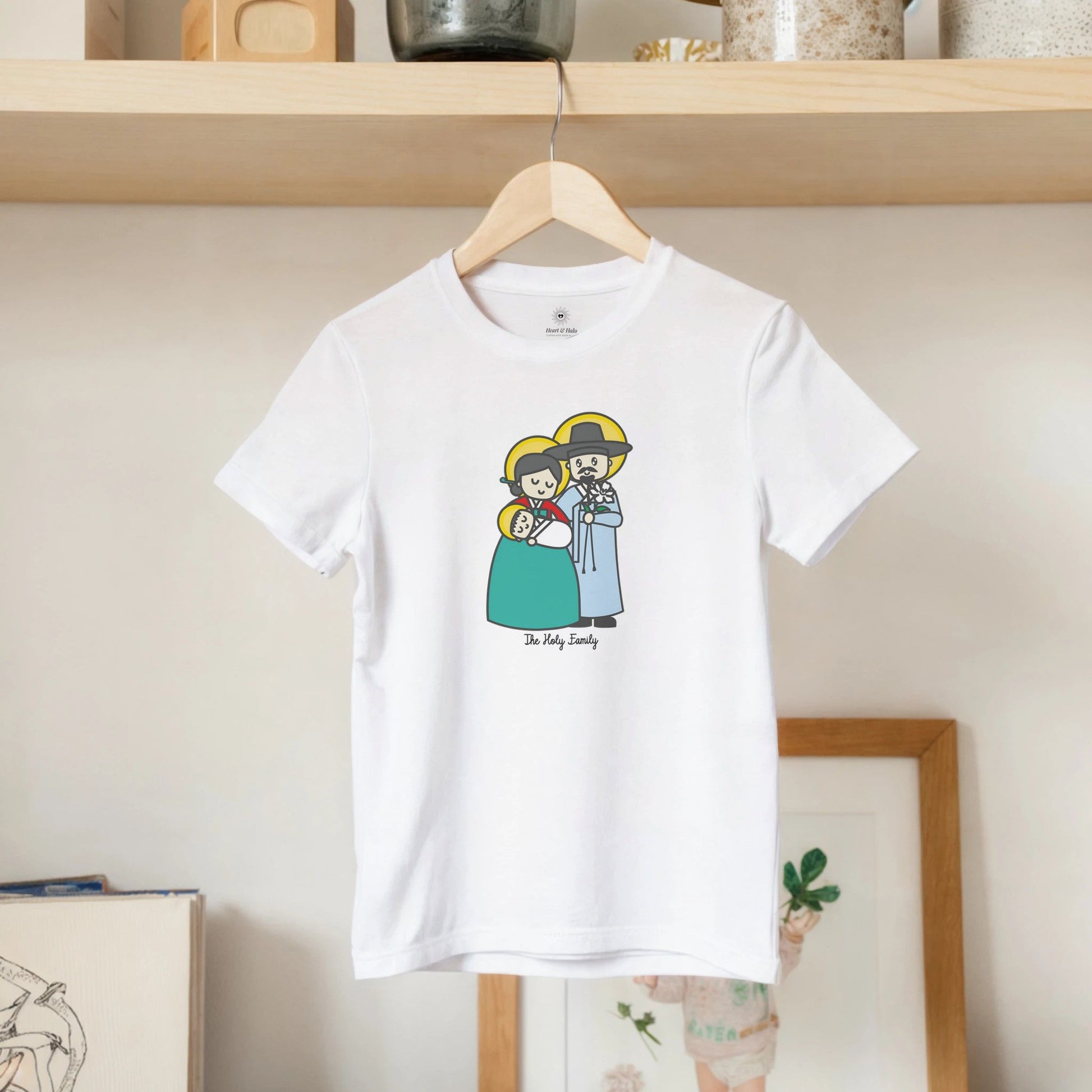 Kids Holy Family - Korean Hanbok Design - Kids T-shirt - Heart & Halo