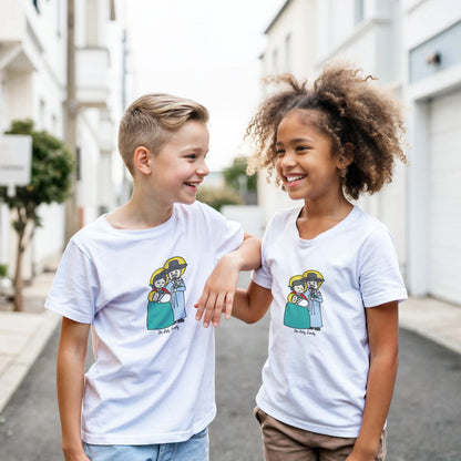 Kids Holy Family - Korean Hanbok Design - Kids T-shirt - Heart & Halo