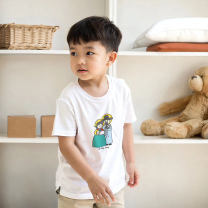 Kids Holy Family - Korean Hanbok Design - Kids T-shirt - Heart & Halo