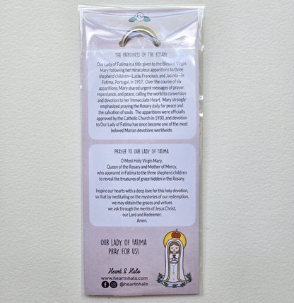 Our Lady of Fatima Acrylic Keychain | 2.75" Double - Sided Catholic Charm - Heart & Halo