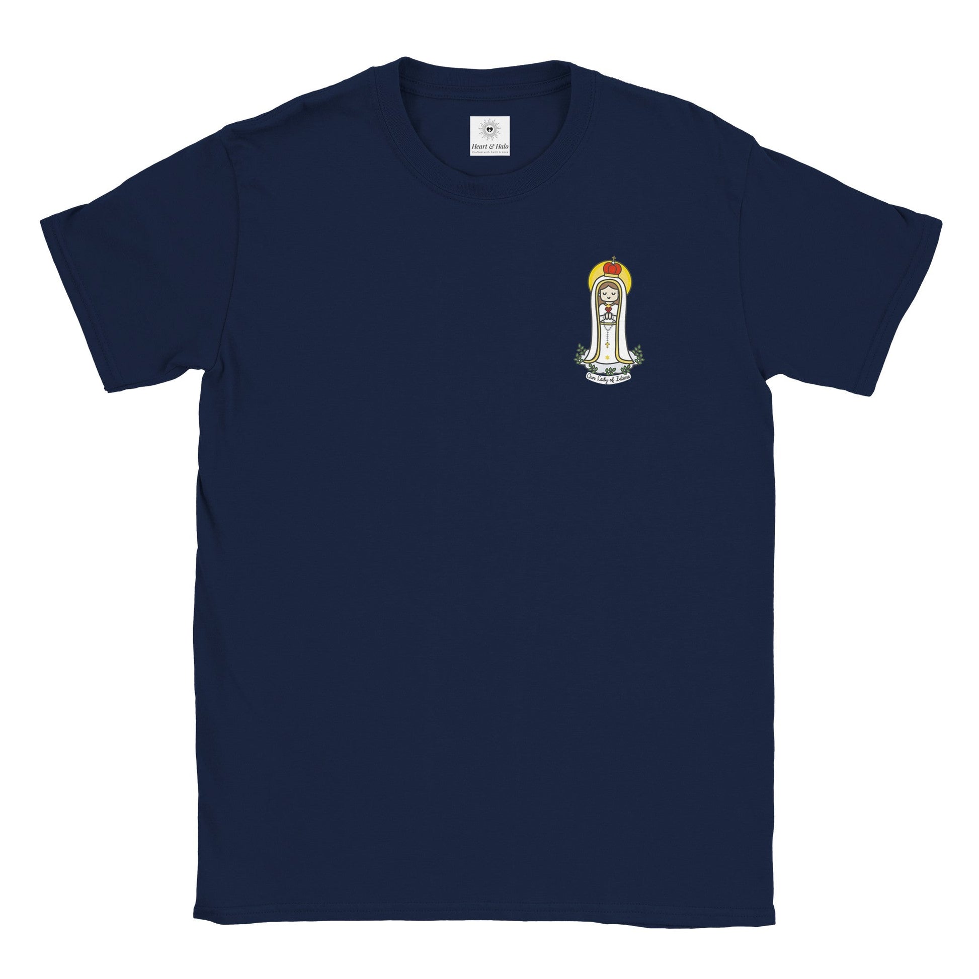 Our Lady of Fatima | Adult Cotton Crewneck T-Shirt | 20% Donation - Heart & Halo