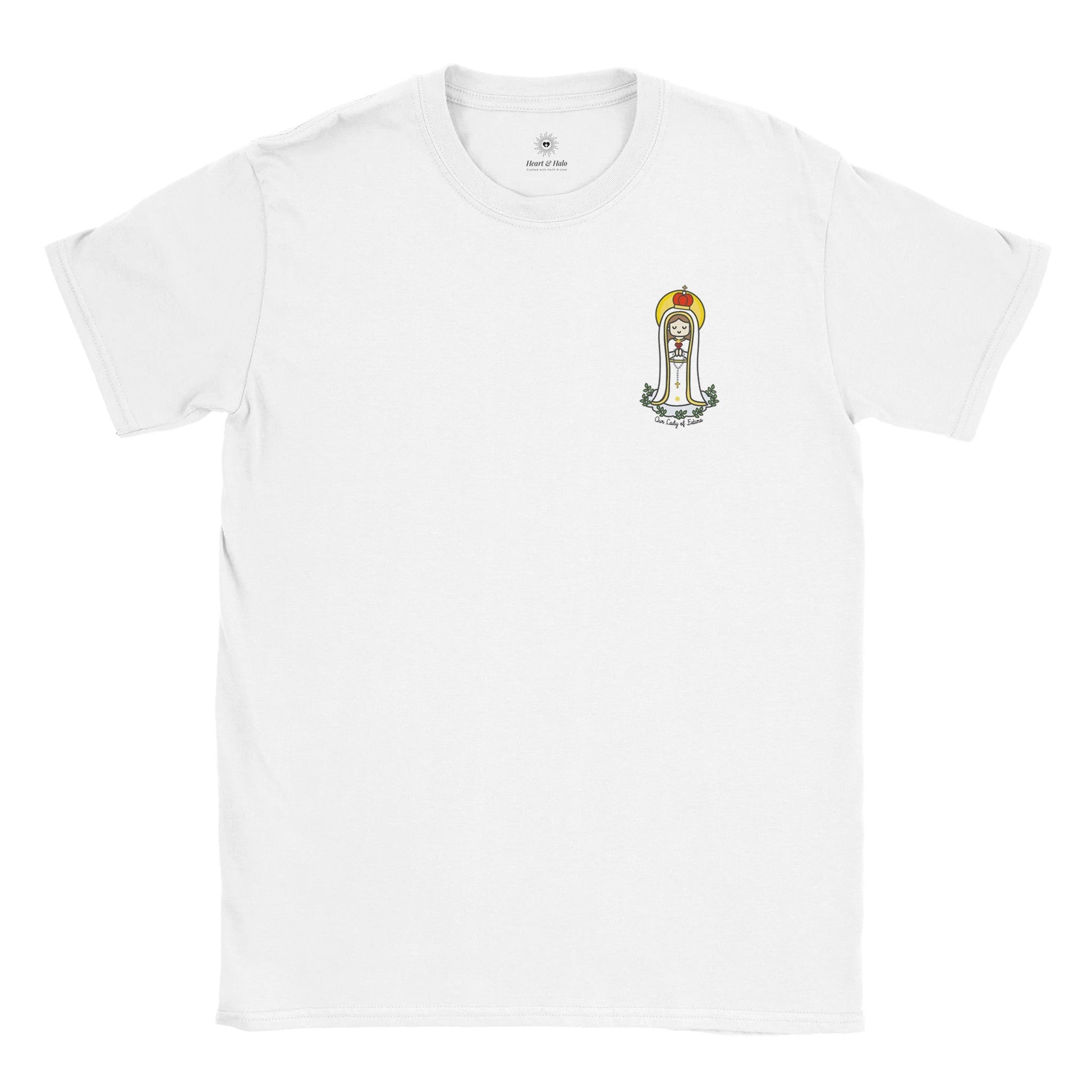 Our Lady of Fatima | Adult Cotton Crewneck T-Shirt | 20% Donation - Heart & Halo
