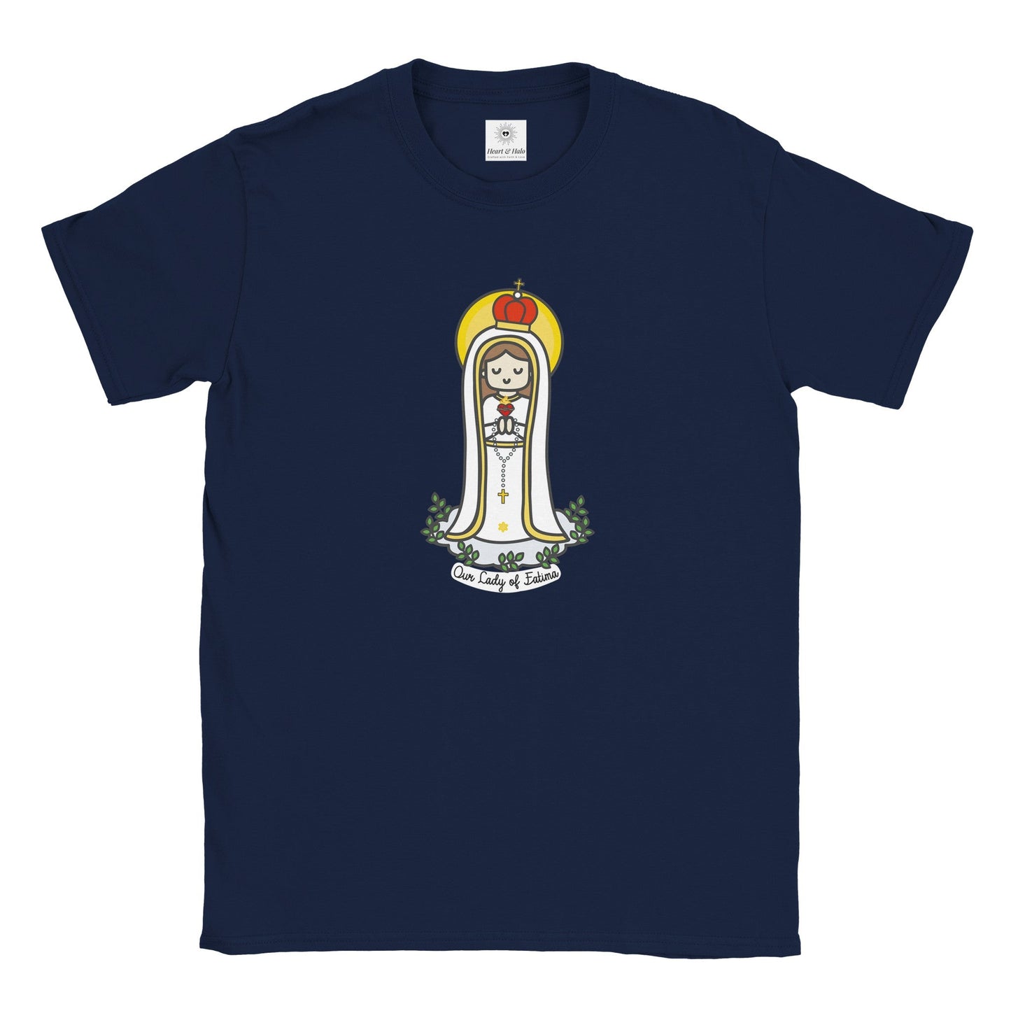Our Lady of Fatima | Adult Cotton Crewneck T-Shirt | 20% Donation - Heart & Halo