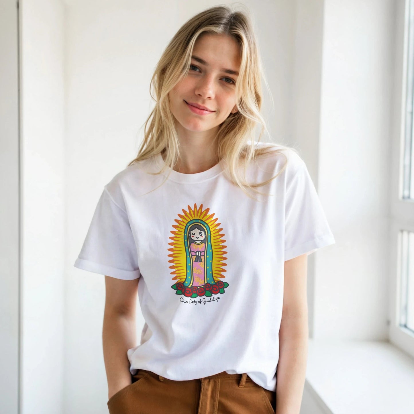 Our Lady of Guadalupe | Adult Cotton Crewneck T-Shirt - Heart & Halo