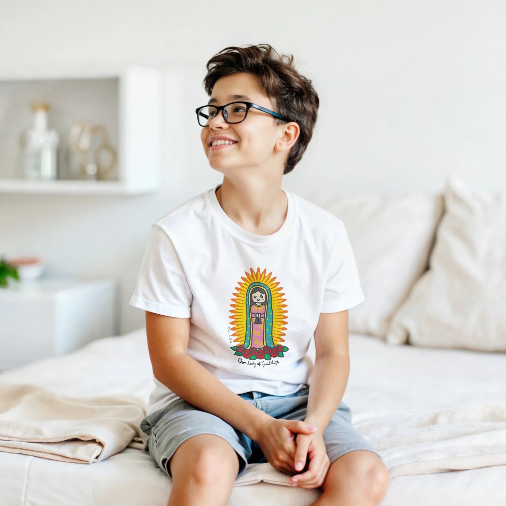 Our Lady of Guadalupe Kids Cotton T-Shirt - Heart & Halo