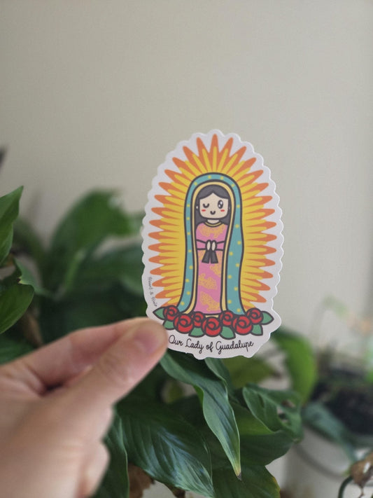 Our Lady of Guadalupe Waterproof 3.75" Sticker - Heart & Halo