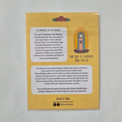 Our Lady of Guadalupe Waterproof 3.75" Sticker - Heart & Halo