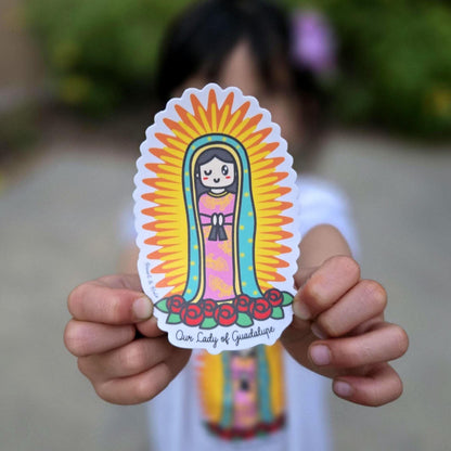 Our Lady of Guadalupe Waterproof 3.75" Sticker - Heart & Halo