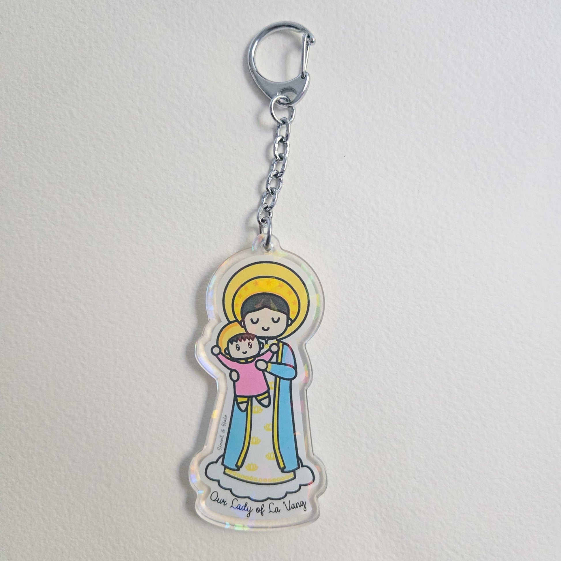 Our Lady of La Vang Acrylic Keychain | Catholic Charm - Heart & Halo