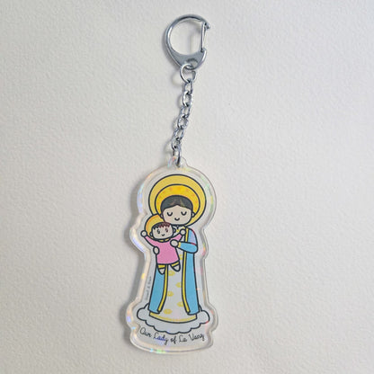 Our Lady of La Vang Acrylic Keychain | Catholic Charm - Heart & Halo