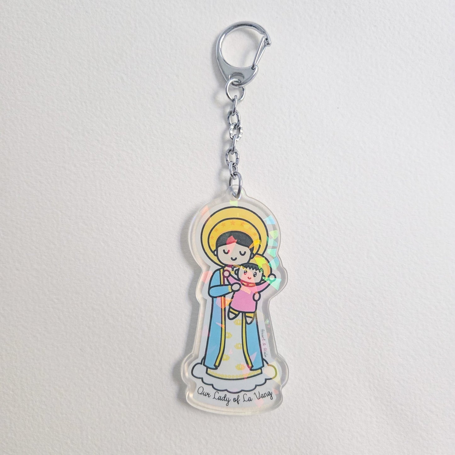 Our Lady of La Vang Acrylic Keychain | Catholic Charm - Heart & Halo