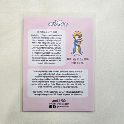 Our Lady of La Vang Waterproof Sticker - Heart & Halo