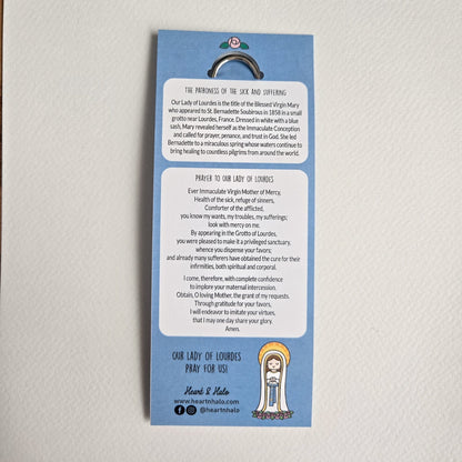 Our Lady of Lourdes Acrylic Keychain | 2.75" Double - Sided Catholic Keychain - Heart & Halo