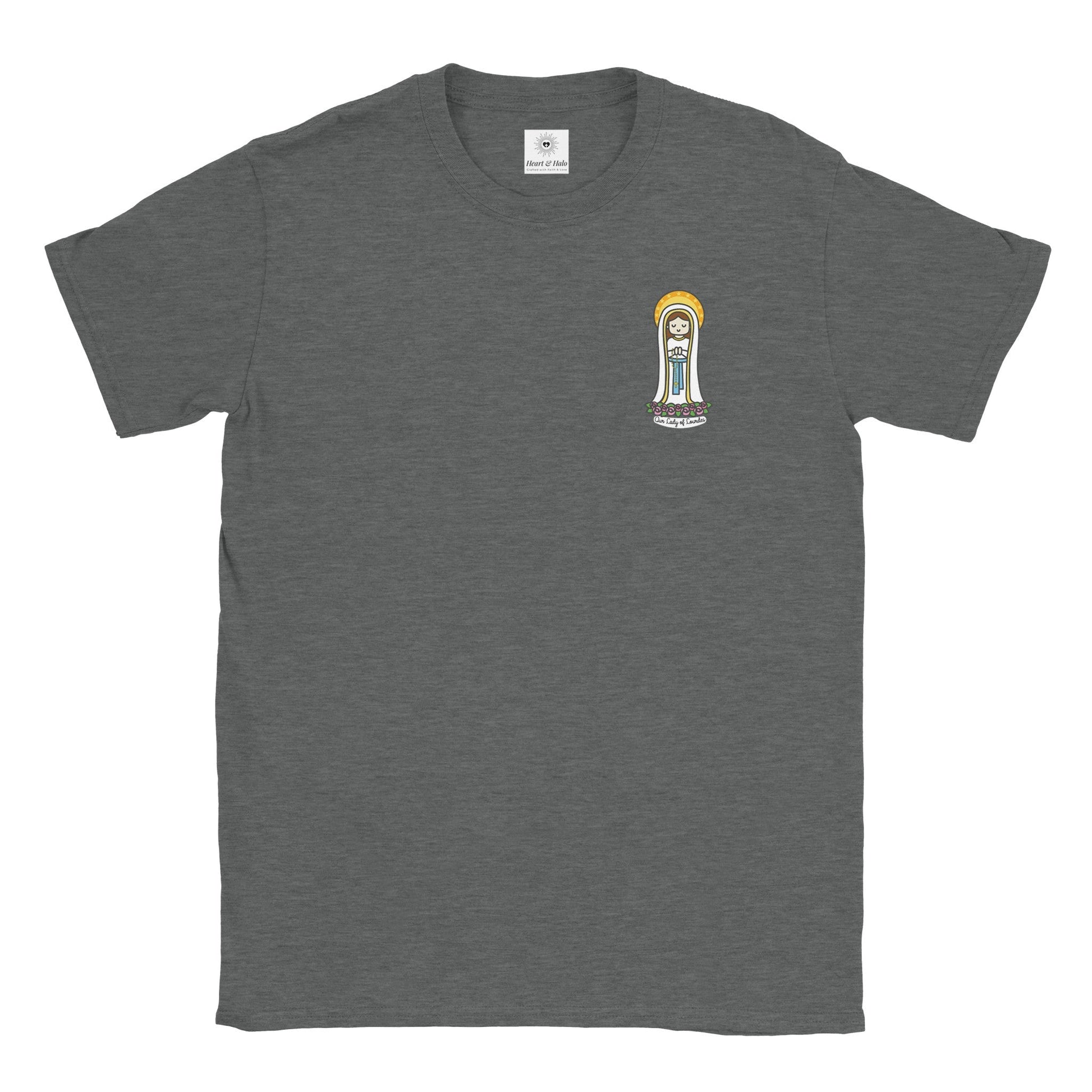 Our Lady of Lourdes | Adult Cotton Crewneck T-Shirt | 20% Donation - Heart & Halo