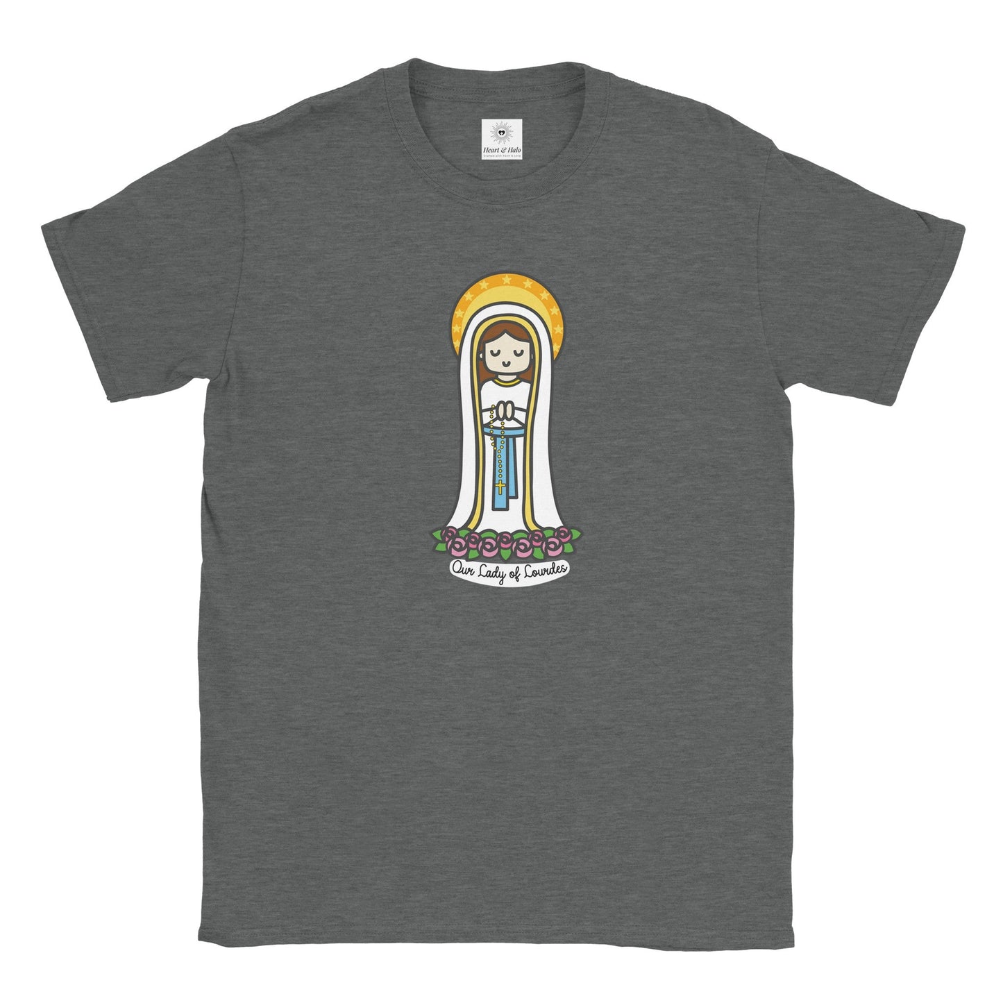 Our Lady of Lourdes | Adult Cotton Crewneck T-Shirt | 20% Donation - Heart & Halo