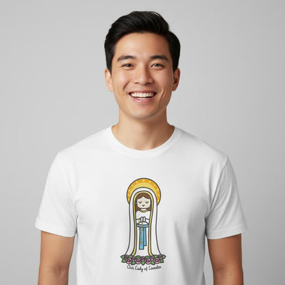 Our Lady of Lourdes | Adult Cotton Crewneck T-Shirt | 20% Donation - Heart & Halo